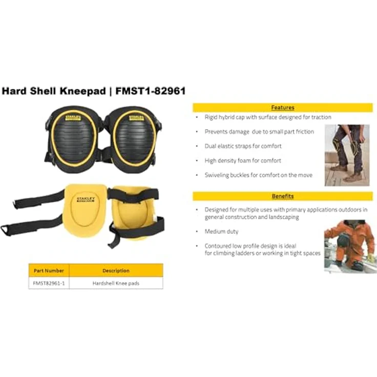 Stanley FMST82961-1 FatMax Hartschalen-Knieschützer (für Arbeiten im Außenbereich, hohe Flexibilität und Bewegungsfreiheit, flaches Design, komfortables Tragegefühl) – Bild 8