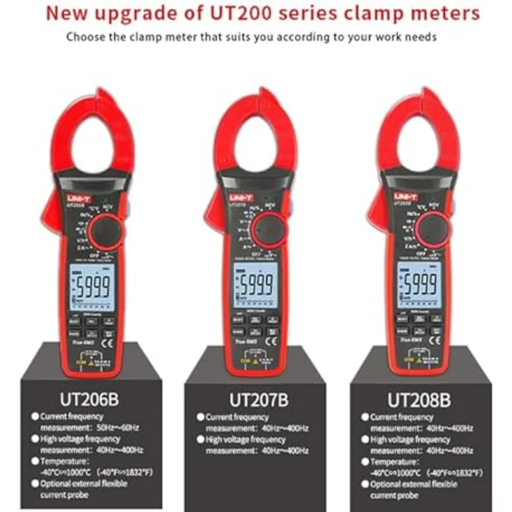 UNI-T UT206B UT207B UT208B Amperemeter, 1000A True RMS Digital Clamp Meter mit Auto Range und NCV Funktionen – Bild 3