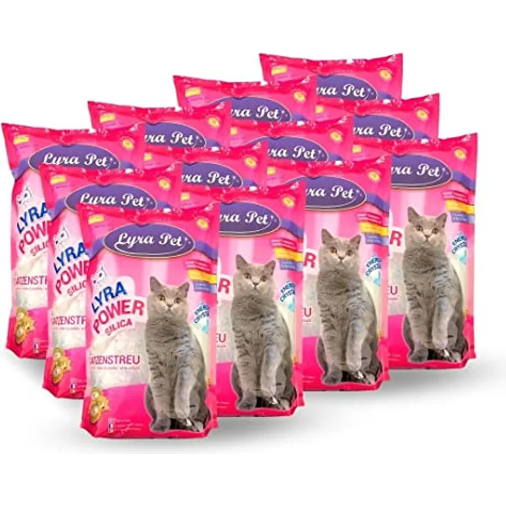 Lyra Pet® | 12 x 5 L = 60 L Lyra Power Silica Silikat Katzenstreu |100% Kieselgel | Keine Klumpenbildung | Neutralisiert den Geruch | Staubfrei & Unparfümiert | Hygienisch & Saugstark| Saubere Wohnung