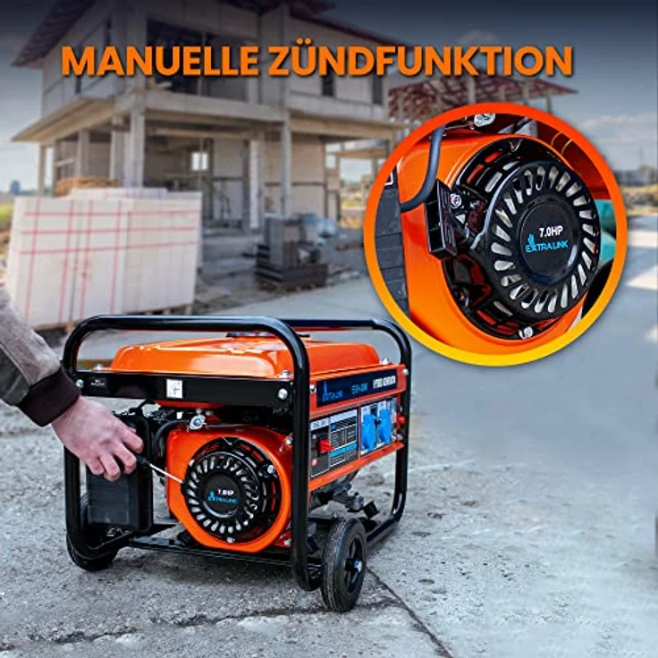 Extralink EGH-3000 Stromgenerator Hybrid Gas LPG CNG Benzin 3kW 1F Generator 3000W Tankvolumen 15L Easy-Start 2x AC 230V Camping, Schwarz – Bild 7