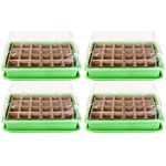 Schramm® 4 Stück Anzucht Set Gewächshaus Anzucht Schale Töpfe Zimmergewächshaus 27 x 19 x 11 cm für 96 Anzuchttöpfe Anzuchtset Mini-Gewächshaus