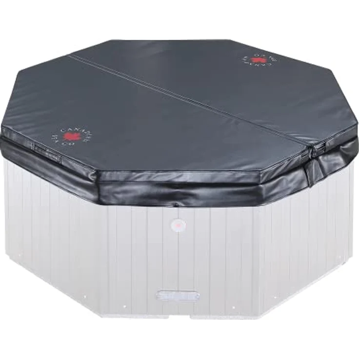Canadian Spa Company Whirlpool Muskoka, Isolierabdeckung, Schwarz, 188x188 cm, UV-beständig, 6 Griffe, 8 Befestigungsriemen – Bild 1
