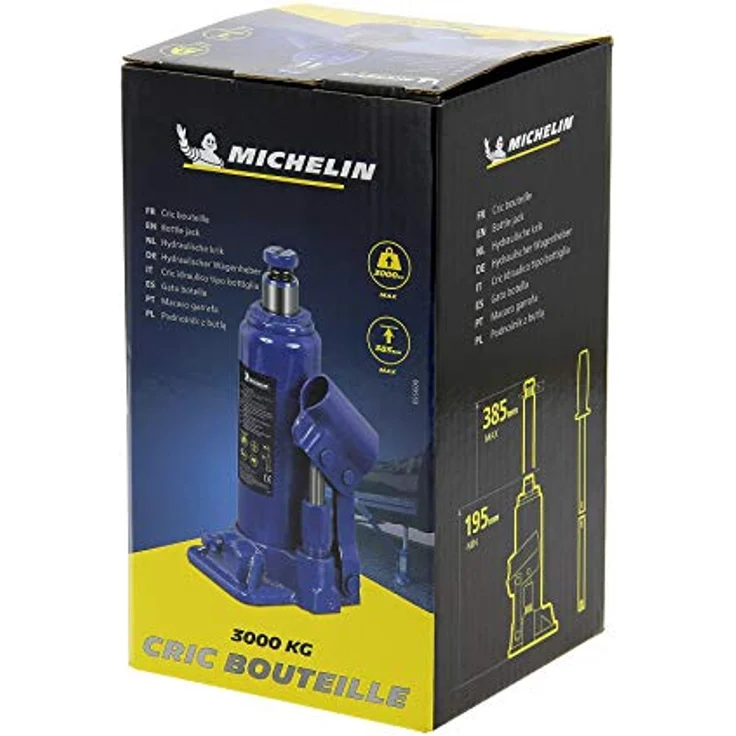 Michelin Flaschenheber 3T, Wagenheber mit Hubhöhe von 195 mm bis 385 mm, Komfortgriff und Gummisohle – Bild 4