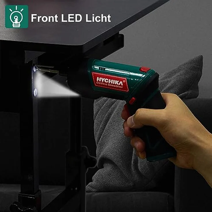 HYCHIKA Akkuschrauber, Cordless Screwdriver 3,6V mit 6Nm Drehmoment, 2000mAh Akku, 20 Zubehörteilen, LED Licht und Magnetfutter – Bild 6