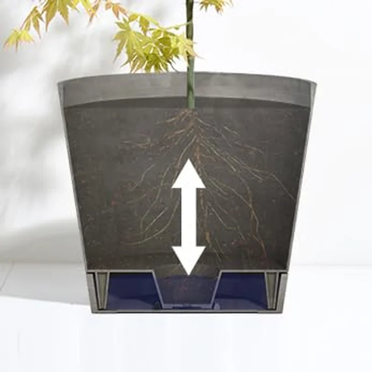 ECOPOTS Blumentopf Venice 2 mit Bewässerung Dunkel Grau - Durchmesser Ø 40 cm rund groß - Pflanzentopf aus Recycling Kunststoff - Übertopf mit Wasserversorgung modern für Indoor und Outdoor – Bild 4