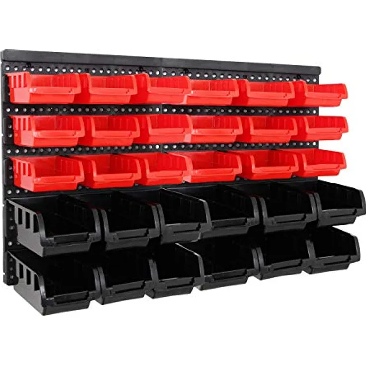 32tlg Stapelboxen Wandregal Set Werkstatt Lager Schraubenbox Werkstattregal Lagerregal Box Sortimentskasten Regal Regalsystem Steckregal