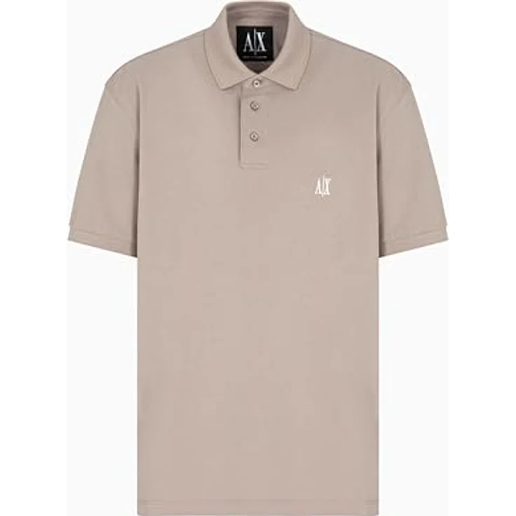 Armani Exchange Polo Shirt, Herren, 100% Baumwolle, Beige, Größe L, Pique-Material, klassischer Flachstrickkragen – Bild 3