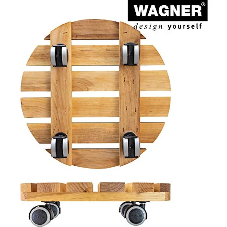 WAGNER Pflanzenroller Nature Ø 30 cm I Pflanzenroller für Innenbereich, Erle Natur I Blumenroller aus FSC-Massivholz I Kübelroller aus Holz I Tragkraft 100 kg I Made in EU ? 20026201 – Bild 7