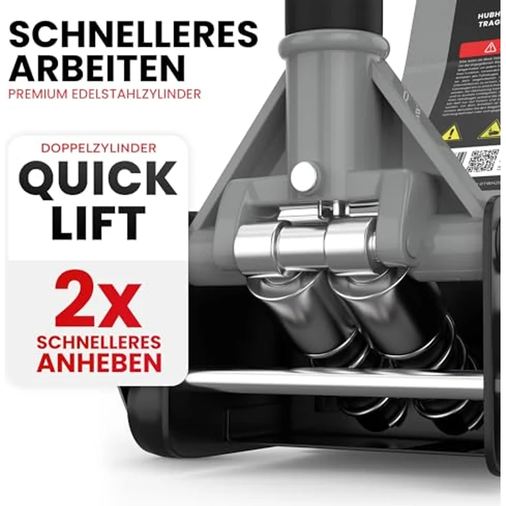 GENTOR 3T Ultra Flach Hydraulischer Rangierwagenheber, Aluminiumgrau, max. Hubhöhe 505 mm, 75 mm Unterfahrhöhe, Quicklift-System – Bild 3