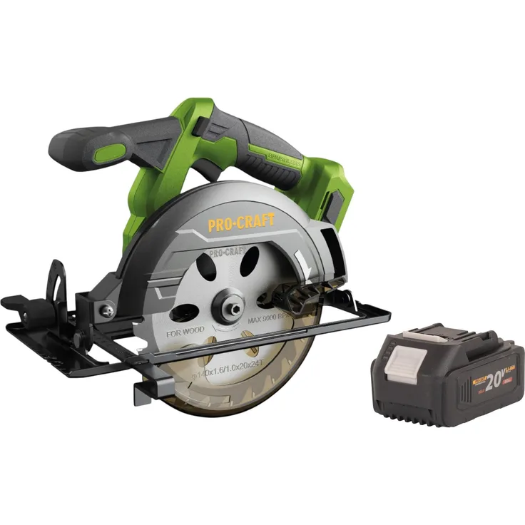 Procraft PCA32-BB Akku Handkreissäge 20 V, 165 mm Brushless, inkl. 4,0 Ah Akku - ohne Ladegerät