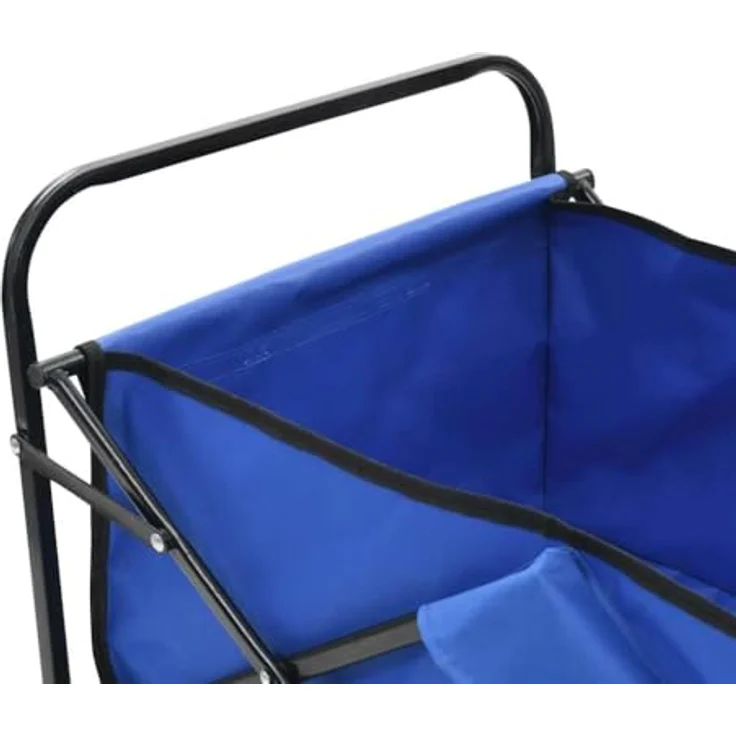 vidaXL Faltbarer Handwagen Bollerwagen, 75 kg Tragfähigkeit, Klappbar, Blau, mit drehbaren Vorderrädern – Bild 4