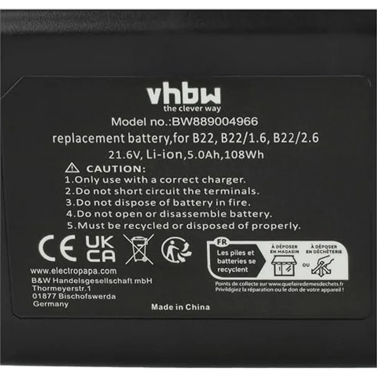 vhbw 2X Akku kompatibel mit Hilti ST 1800-A22, Li-Ion Akku 5000 mAh, 21,6 V, leistungsstark und langlebig – Bild 5