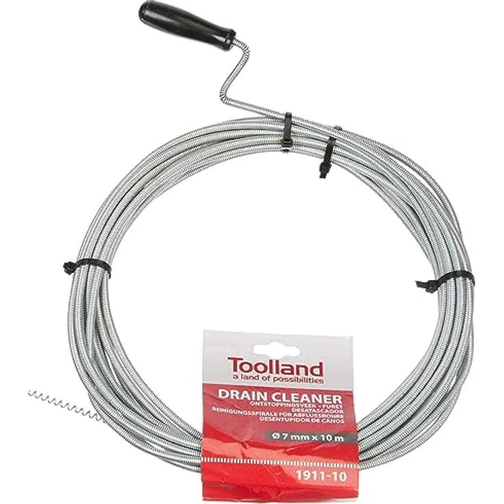 Hand Tools Toolland 1911-10 Reinigungsspirale Für Abflussrohre, 7 mm Durchmesser, 10 m Länge, 1er pack