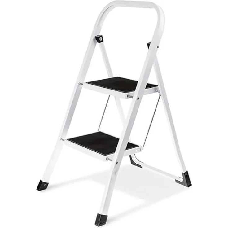 Lefeld 2-Stufen-Leiter klappbar, Tragfähigkeit bis 150 kg, rutschfeste Trittstufen, platzsparendes Design