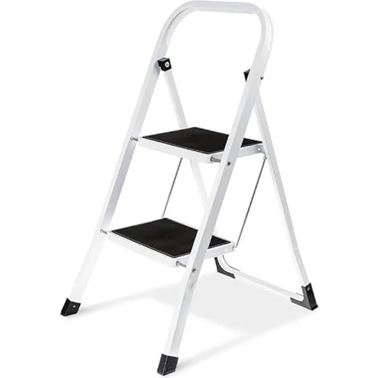 Lefeld 2-Stufen-Leiter klappbar, Tragfähigkeit bis 150 kg, rutschfeste Trittstufen, platzsparendes Design – Bild 1