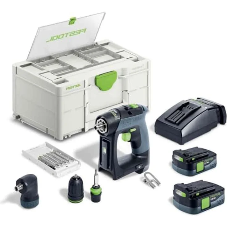 Festool Akku-Bohrschrauber CXS 12 2,5-Set 576865 (Bohrschrauber Holzbohrer Stahlbohrer Bohrer Werkstatt) Farbe: Grau/Grün/Akkuspannung: 10,8 V/Gänge: 2 – Bild 1
