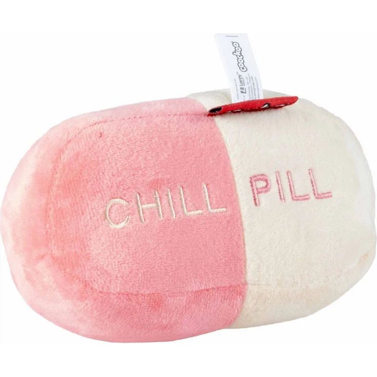 Coockoo Katzenspielzeug Tretkissen Chill Pill, pink/beige, mit Katzenminze und hochwertigem Plüsch, 16 x 7 x 9 cm – Bild 1