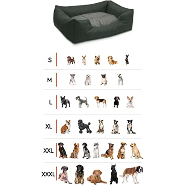 BedDog® Hundebett Mimi, Hundesofa aus Cordura, Microfaser-Velours, waschbares Hundebett Vier-eckig mit Rand, Hundekissen für drinnen, draußen, S, grau-blau – Bild 2