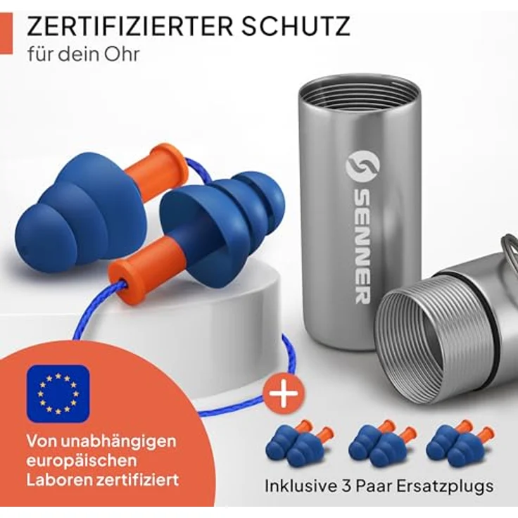 Senner Gehörschutzstöpsel WorkPro Strong, Premium Ohrstöpsel mit SNR 34 dB, 3 extra Paaren und Nylonschnur für Arbeitsplatzsicherheit – Bild 7