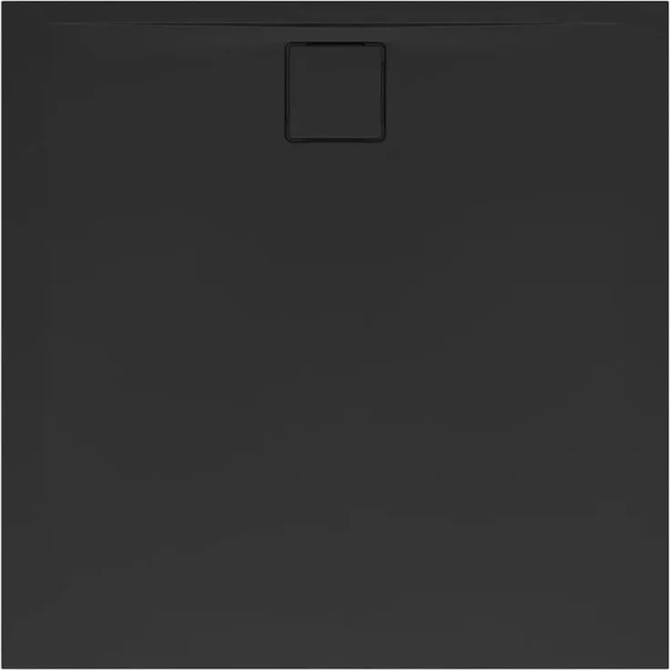 Swiss Aqua Technologies SAT Vision Duschwanne 90x90 cm, quadratische Gussmarmor Duschtasse in Schwarz, samtige, antibakterielle Oberfläche, flach 30 mm