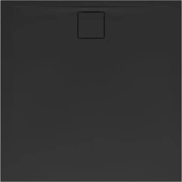Swiss Aqua Technologies SAT Vision Duschwanne 90x90 cm, quadratische Gussmarmor Duschtasse in Schwarz, samtige, antibakterielle Oberfläche, flach 30 mm