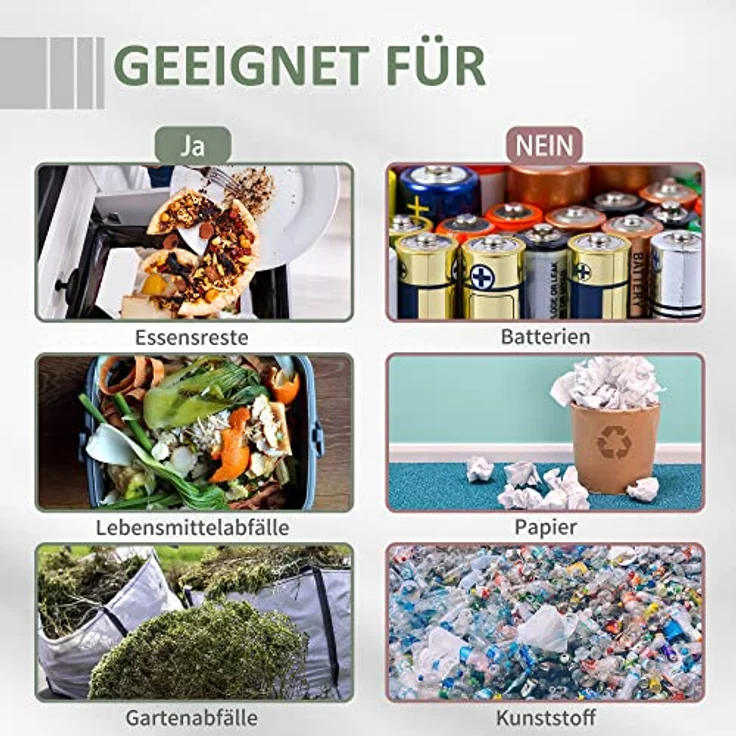 Outsunny Trommel-Komposter, 160L Gartenkomposter mit 2 Kammern, Drehbarer Schnellkomposter, für Bio- und Garten-Abfälle, Grau – Bild 4