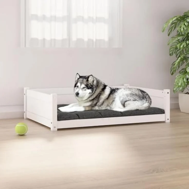vidaXL Hundematratze, Massivholz in Weiß, 105,5 x 75,5 x 28 cm (B x T x H) – Bild 2