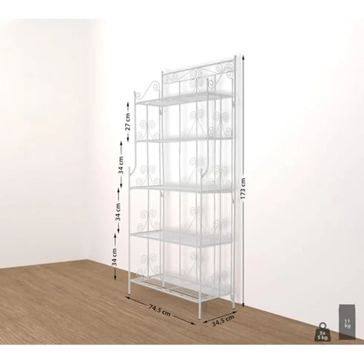 CLP Standregal Ciara, klappbares Spalier im Landhausstil, pulverbeschichtet - Weiß – Bild 2