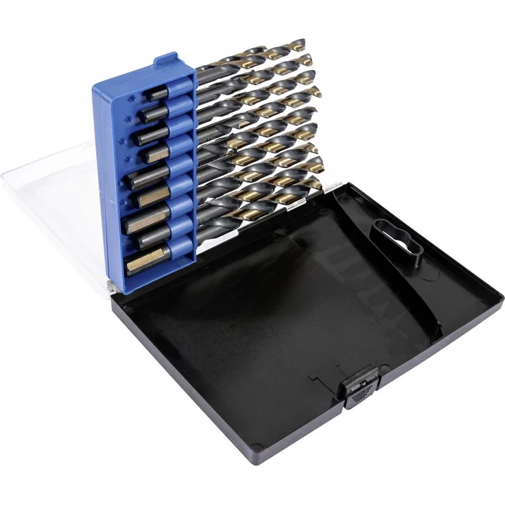 FRITZFURT 3111-1019 HSS-G Metall-Spiralbohrer-Set, 19-teilig, Schwarz-Gold, für Metall und Holz, präzise Bohrdurchmesser von 1.0 mm bis 5.0 mm