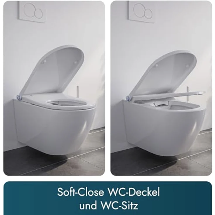 Bernstein Dusch-WC Basic 1102, spülrandlos, Edelstahl-Duscharm, Soft-Close, antibakterielle Düse, Weiß – Bild 6