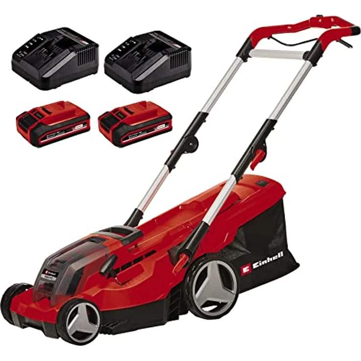 Einhell Akku-Rasenmäher RASARRO 36/36 Kit Power X-Change (36 V, 36 cm Schnittbreite, bis 400 m², 45L Fangkorb, 25-75 mm Schnitthöhe, inkl. 2 x 3,0 Ah Plus Akkus + 2x Ladegerät) – Bild 1
