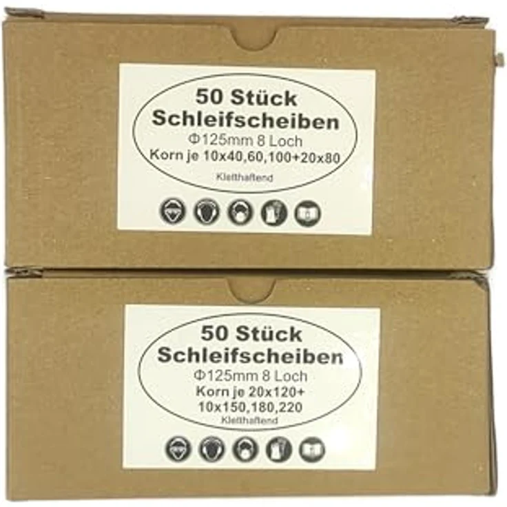 ECKRA 100 Schleifscheiben 125 mm mit Klett 8 Loch, Sortierung P40 bis P220, hohe Qualität – Bild 5