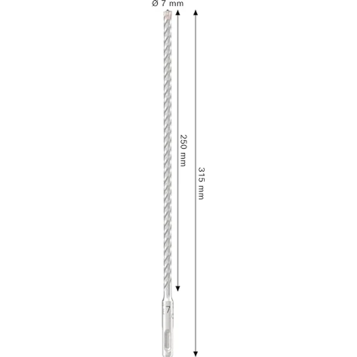 Bosch PRO SDS plus-5X Hammerbohrer, Ø 7,00 mm, für Beton und Stahlbeton, lange Lebensdauer, 7×250×315 mm – Bild 3