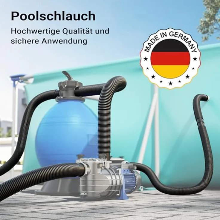 15m - 32mm - Solarschlauch schwarz mit Muffe für Pool 165g-m - Made in Europe – Bild 3