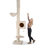 HAPPYPET Kratzbaum Grosse Katzen Stabil XXL Deckenhoch, 250 bis 275 cm – 18 cm Dicke Stämme, Große Liegemulden bis 20 kg, Höhle, geprüftes Holz, Katzenkratzbaum für Maine Coon