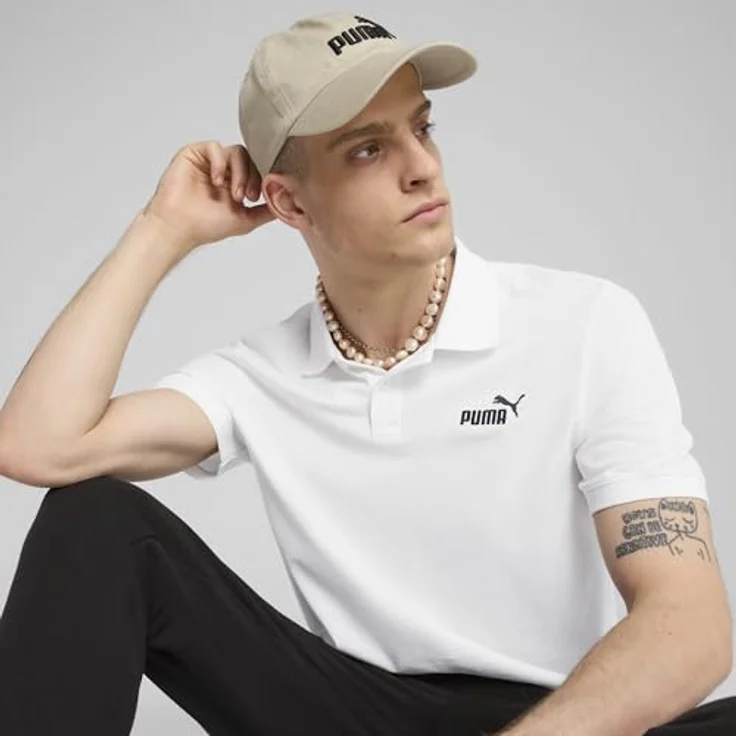 Puma ESS No. 1 Logo Pique Polo, Herren Shirt aus Piqué-Gewebe, weiss, (XXL) – Bild 5