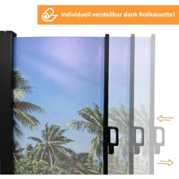 Westerholt Seitenmarkise ausziehbar rechts, 160 cm hoch, Seitenrollo mit Fotodruck Südsee – Bild 5