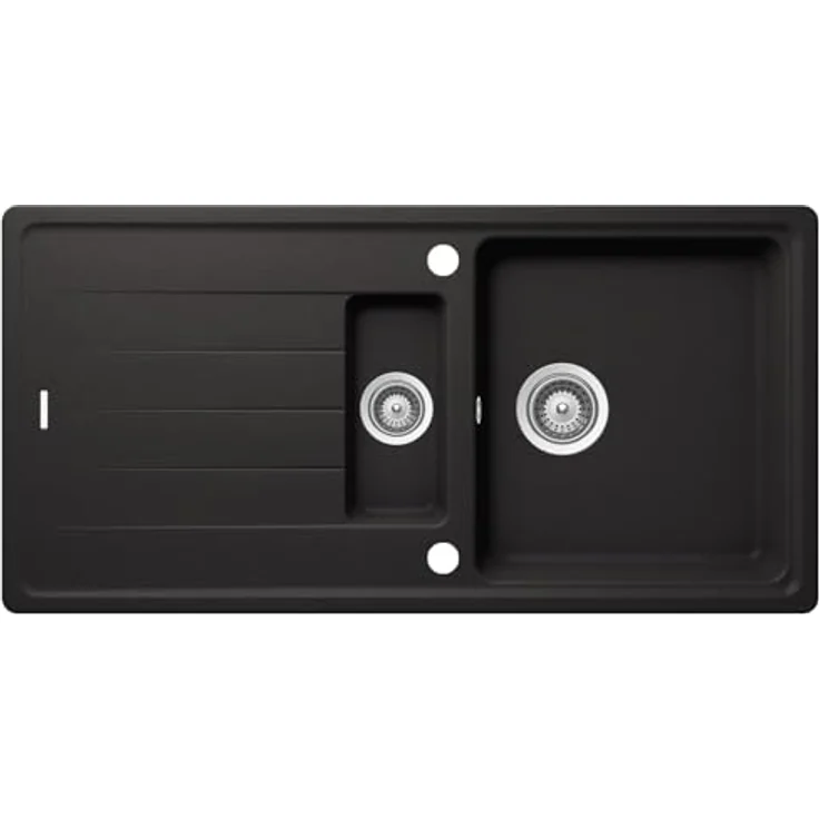 Schock Superb D-150 A Nero - Granitspüle in Schwarz, 100 x 50 cm, reversibles Becken, 2 Hahnlöcher – Bild 1