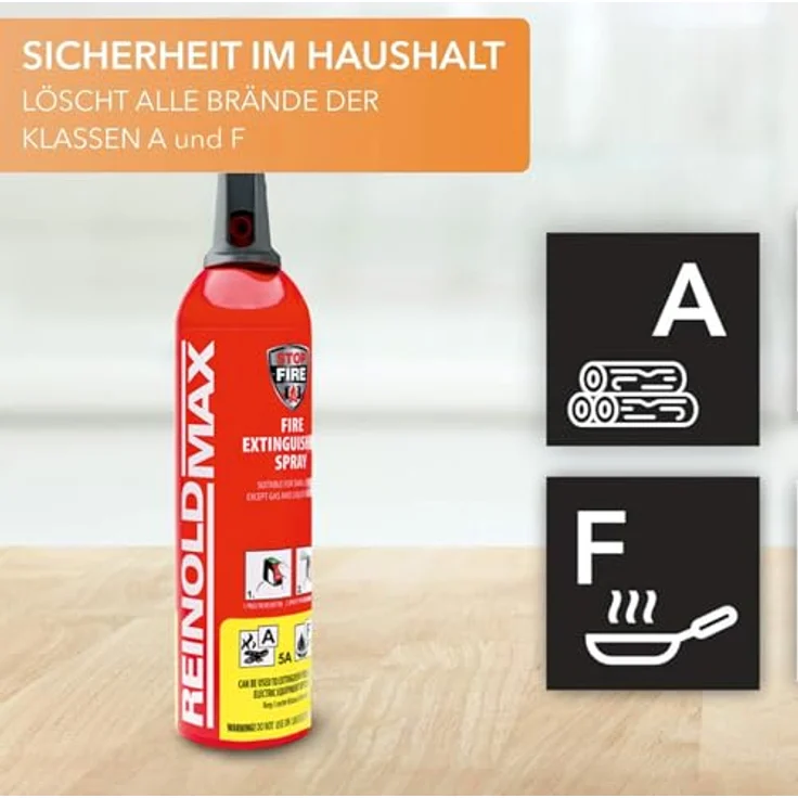 Xenotec Premium Feuerlöschspray Stopfire, 750ml, inkl. Wandhalter schwarz, wiederverwendbar, löscht Brände der Klassen A, B, E und F – Bild 2