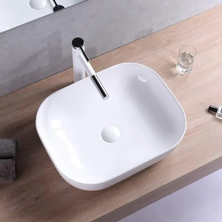 Rea Belinda Washbasin 45.5 cm, elegantes Waschbecken aus hochwertiger Keramik, weiß – Bild 6