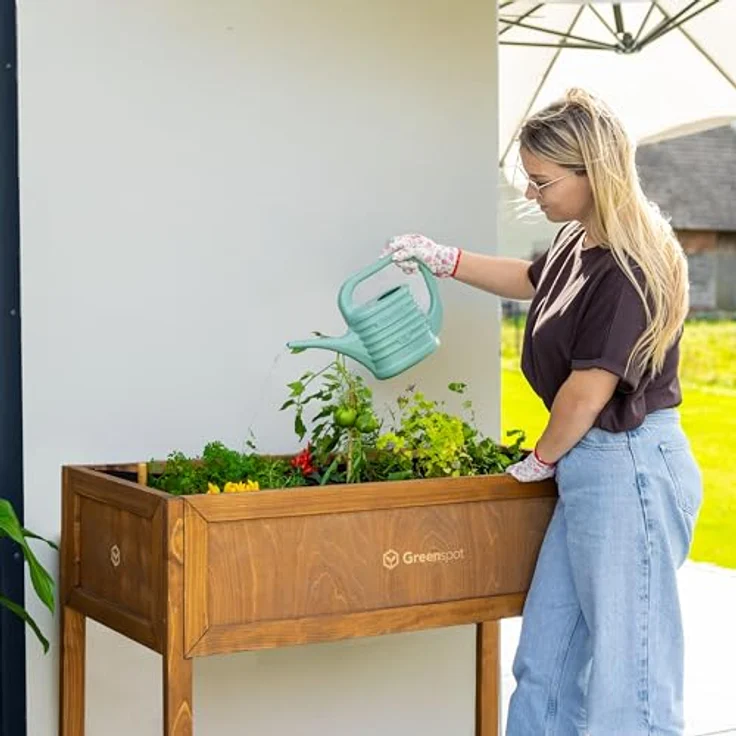 Greenspot Vintage Hochbeet mit Haube, 110x55x120cm, Palisanderbraun, für Kräuter und Gemüse, ergonomisch und wetterfest – Bild 8