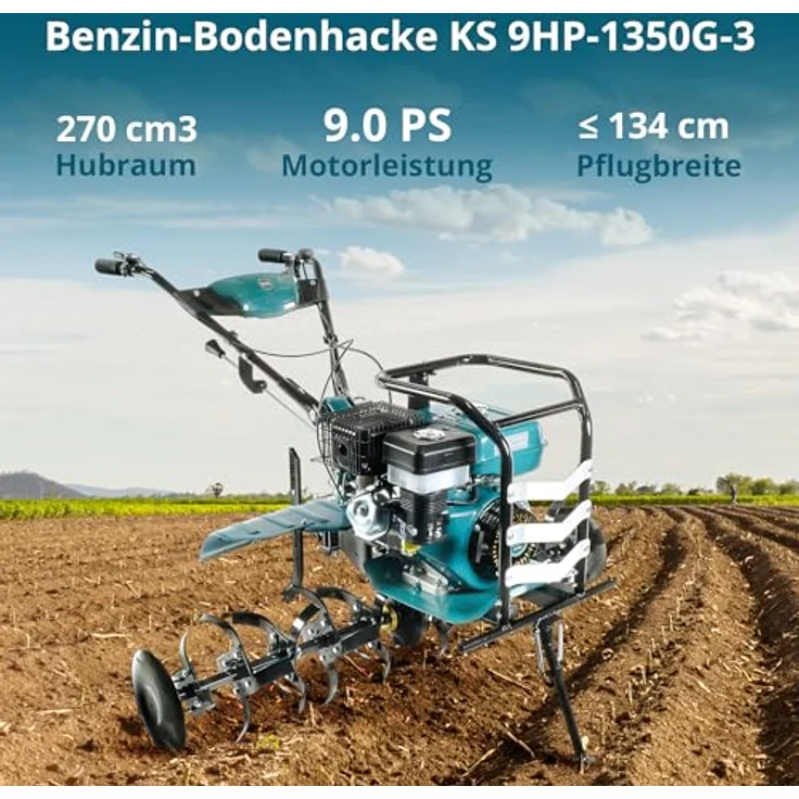 Könner & Söhnen Benzinmotorhacke KS 9HP-1350G-3 (400), 1-St., Benzin-Bodenhacke mit 134 cm P_flugbreite – Bild 2