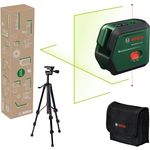 Bosch Kreuzlinienlaser AdvancedLevel 2G, Präzise Selbstnivellierung, Reichweite 15 m, mit Zubehör und Stativ, grün