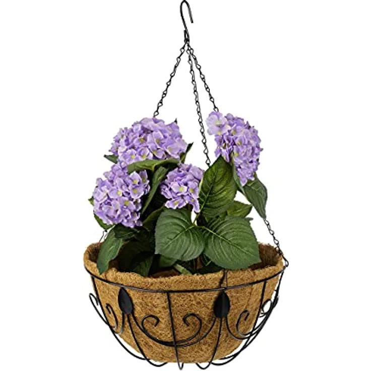 Relaxdays Hängekorb 3er Set, Kokos, Blumenampel mit Kette, 35 cm Durchmesser, je Pflanzenhalter 10 Liter Volumen, braun