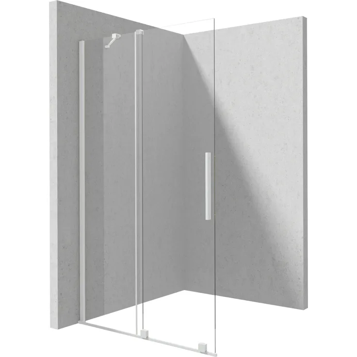 Deante Prizma Sliding Walk-in Bianco, 90 cm begehbare Duschwand mit Schiebeelement, transparent