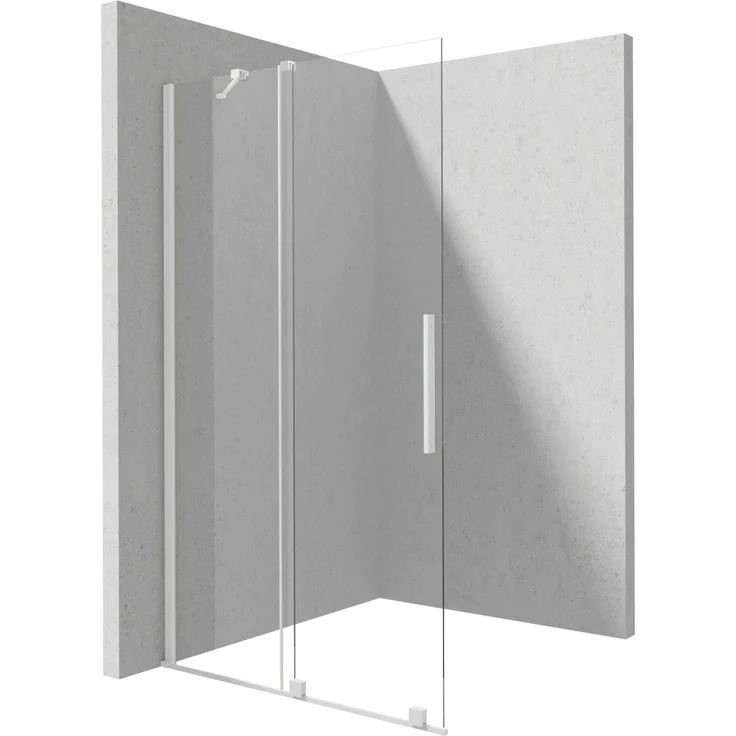 Deante Prizma Sliding Walk-in Bianco, 90 cm begehbare Duschwand mit Schiebeelement, transparent