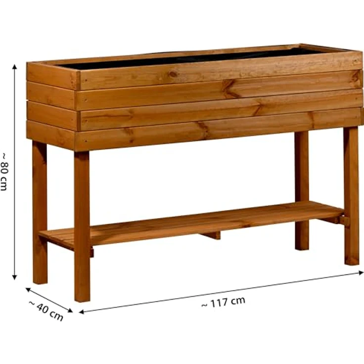 Dobar Großes Hochbeet mit Ablagefläche Braun 80 x 117 x 40 cm FSC – Bild 2