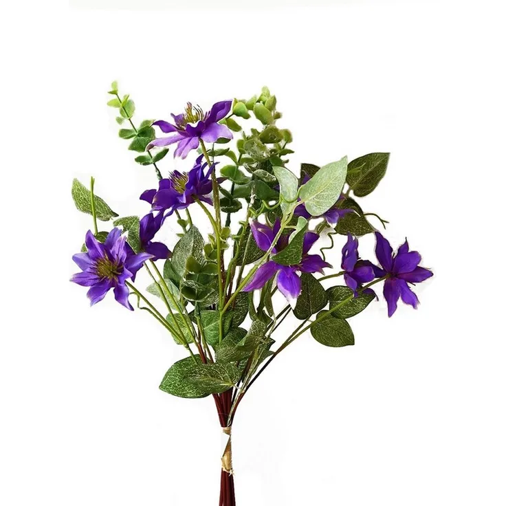NTK-Collection Kunstblume Blumenstrauß Lila Clematis Höhe 61 cm aus Kunststoff - Naturgetreu und filigran gearbeitet
