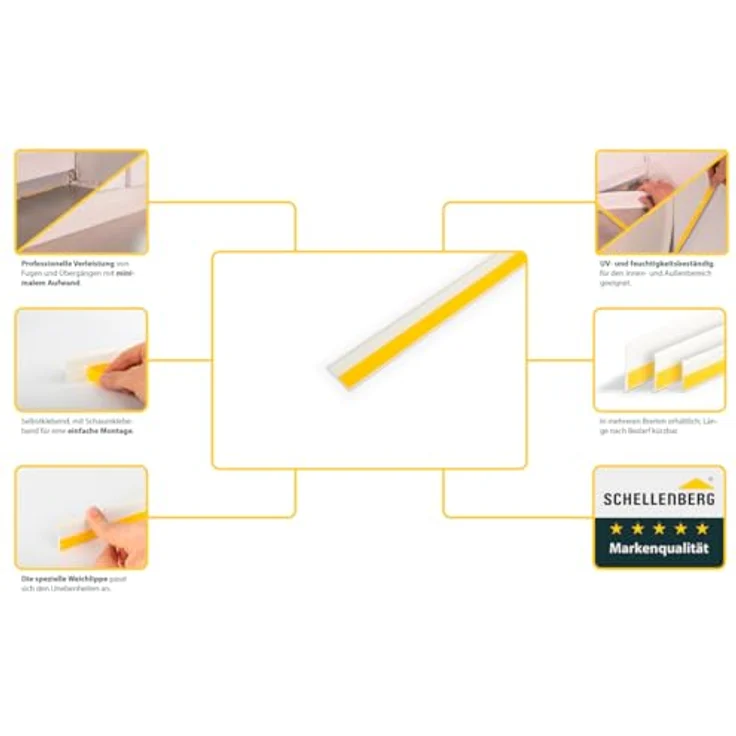 SCHELLENBERG Zierleiste PVC-Flachleiste, selbstklebend, 1,5 m x 3/4/5 cm, weiß, für Fugenverblendung an Fenstern, Schränken und Türen – Bild 2