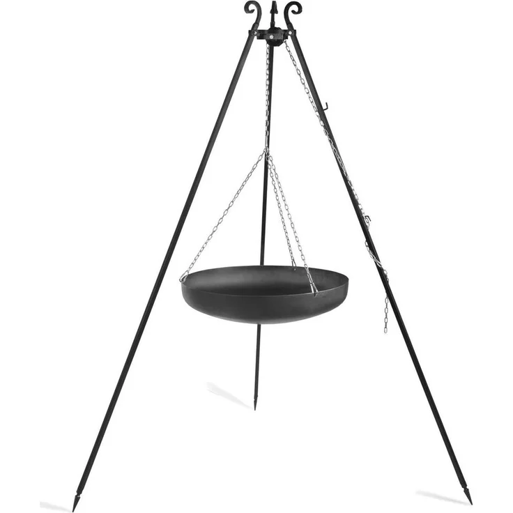 Cook King Dreibein, Schwarz, Metall, 180 cm Höhe, Wok mit 60 cm Durchmesser, faltbar, handgemacht, Freizeit- und Campingzubehör